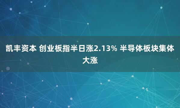 凯丰资本 创业板指半日涨2.13% 半导体板块集体大涨